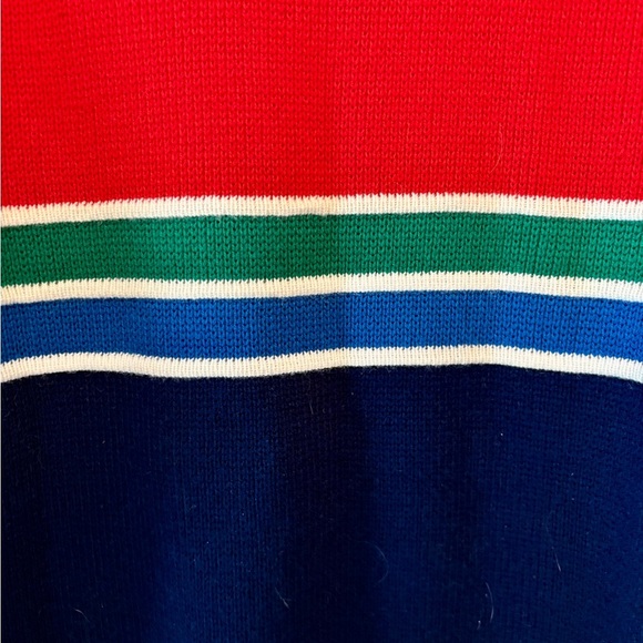 Vintage Claybrooke Mens Red Stripe Green & Blue Ski Sweater, size Medium - Picture 2 of 9